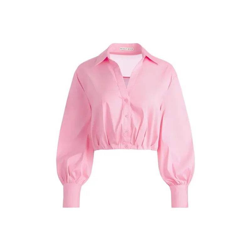ALICE+OLIVIA Trudy Cotton blend Cropped Blouse-0