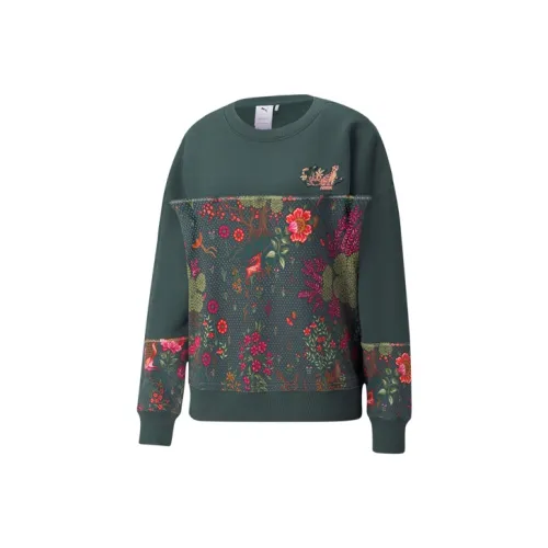 Double Belief Liberty X PUMA CLSX ColBlock Sweatshirts Women's Dark Green