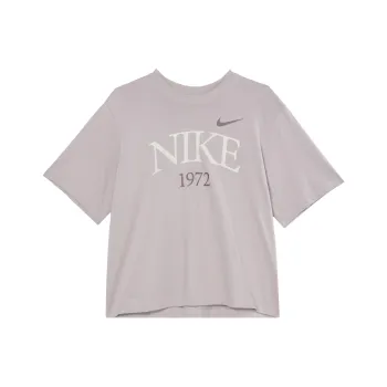 Nike Sportswear Classics Drop Shoulder Sleeve T Shirt Women's Gray Purple