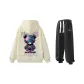 Set (Khaki Sweatshirt+Black Sweatpants)