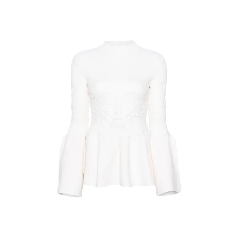 Chloé Guipure panels Flared Jumper-0