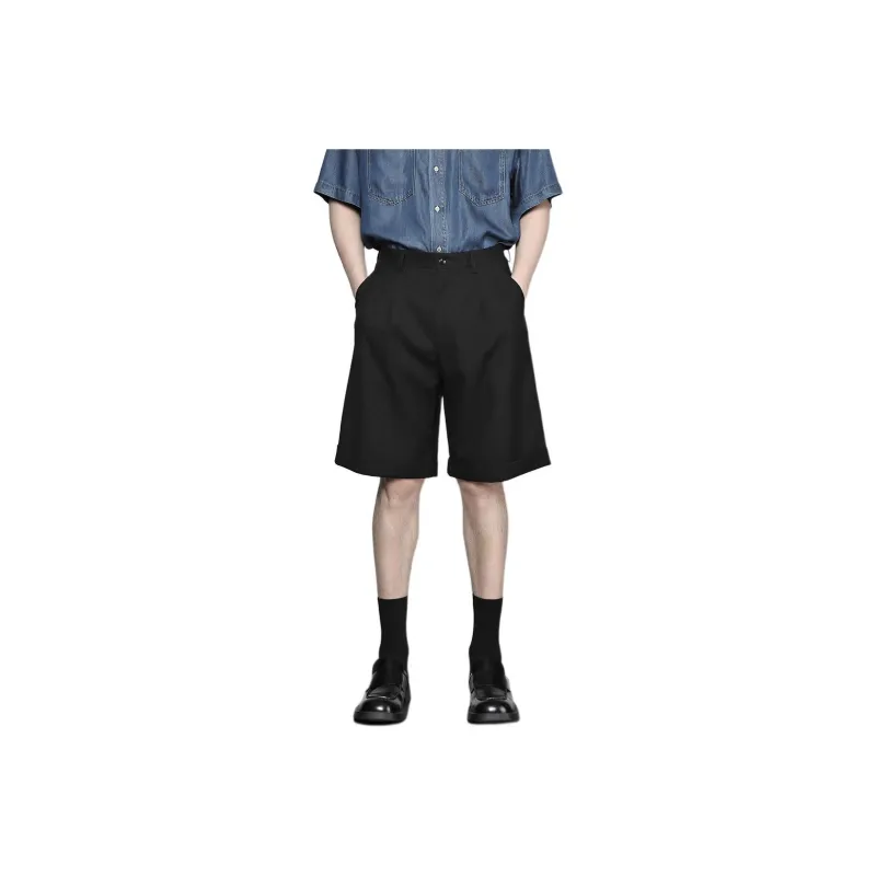 RAYSHOW Casual Shorts Men's Black-0