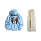 Glacier Blue Sweatshirt+Apricot Casual Pants