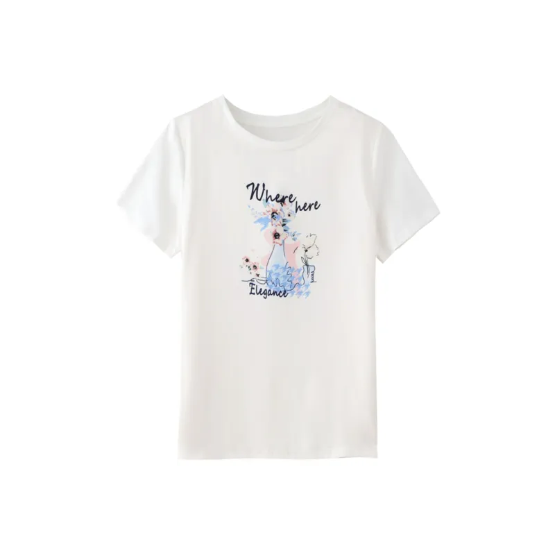LUYOUYE Regular T Shirt Women's White-0