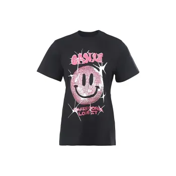 GANNI Basic Jersey Smiley Dark Relaxed T Shirt 'Phantom'