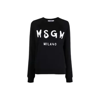 MSGM Logo Printed Ribbed Sweatshirt