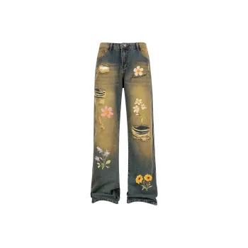 Qnxeey Jeans Unisex Vintage Blue