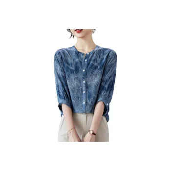 Yi Mengyuan Silk Shirt Women's Blue