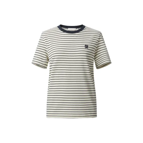 HLA T Shirts Women's Ecru Stripes Y5