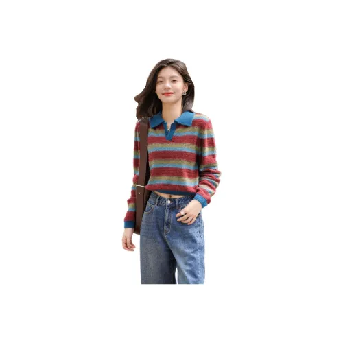 Demana Sweater Women's Red Stripes