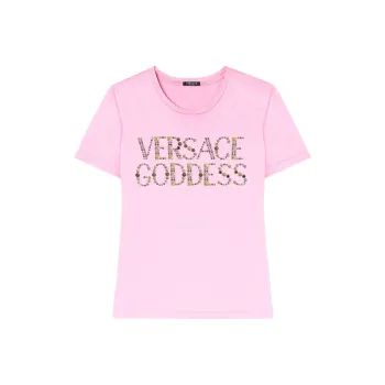 VERSACE Logo Embellished Crewneck T Shirt