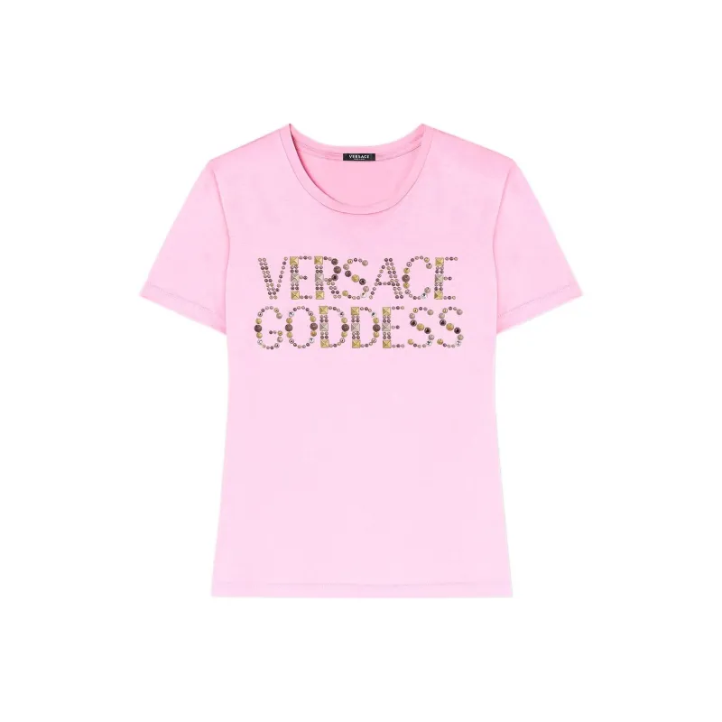 VERSACE Logo Embellished Crewneck T Shirt-0