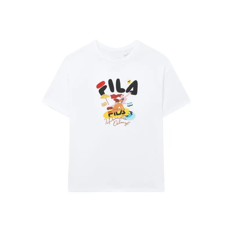 FILA Drop Shoulder Sleeve T Shirt Women's Standard White-0