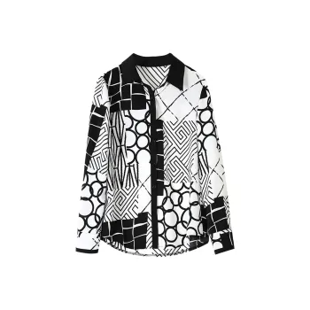 Wbwq Shirt Women's Black And White Print