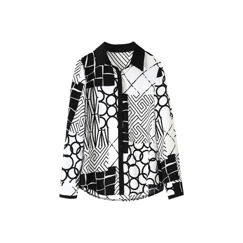 Wbwq Shirt Women's Black And White Print-0