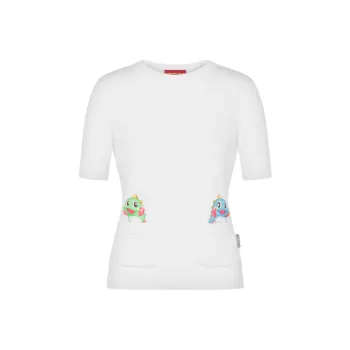 MOSCHINO Bubble Booble Wool Sweater T-Shirt Women's White