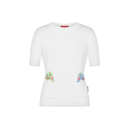 MOSCHINO Bubble Booble Wool Sweater T-Shirt Women's White