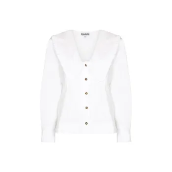 GANNI Cotton Poplin Shirt 'Bright White'