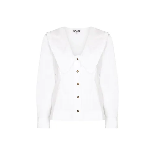 GANNI Cotton Poplin Shirt 'Bright White'