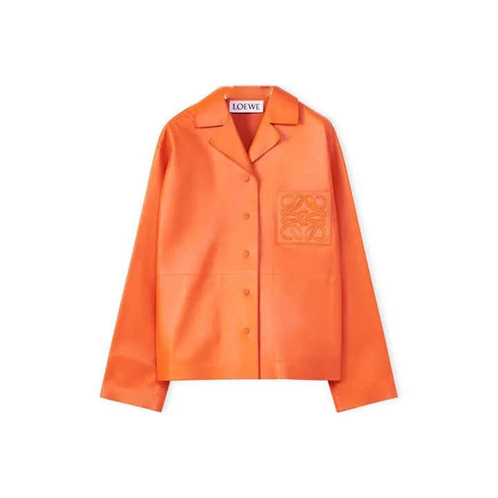 LOEWE Logo Embossed Leather Jacket-0