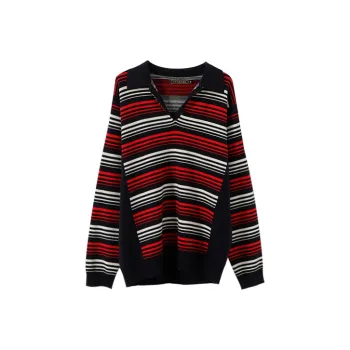 YUMOMO STAR Sweaters Women's Black With Red White Stripes