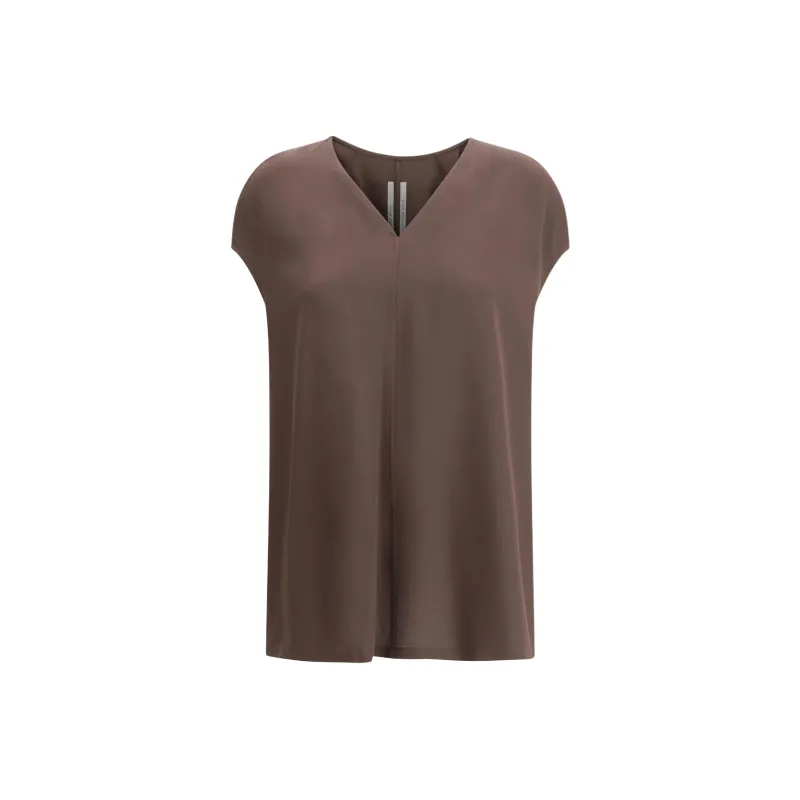RICK OWENS Short Sleeved V Neck Top-0