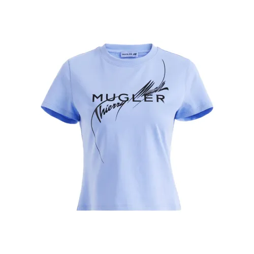 H&M Printed Fitted T shirt Blue