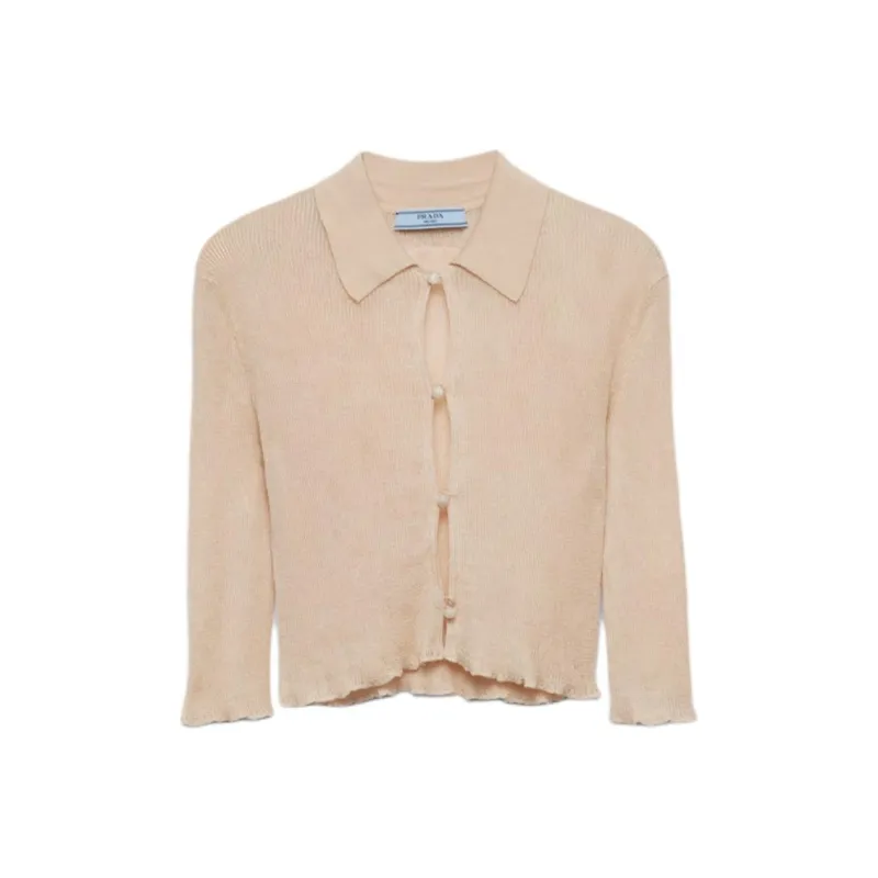 PRADA Cropped Knitted Cardigan-0