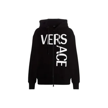 VERSACE Sweatshirt Fabric With Branding Print 'Black/White'
