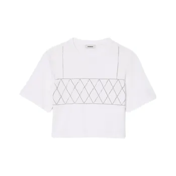 Sandro Rhinestone embellished Cropped T shirt