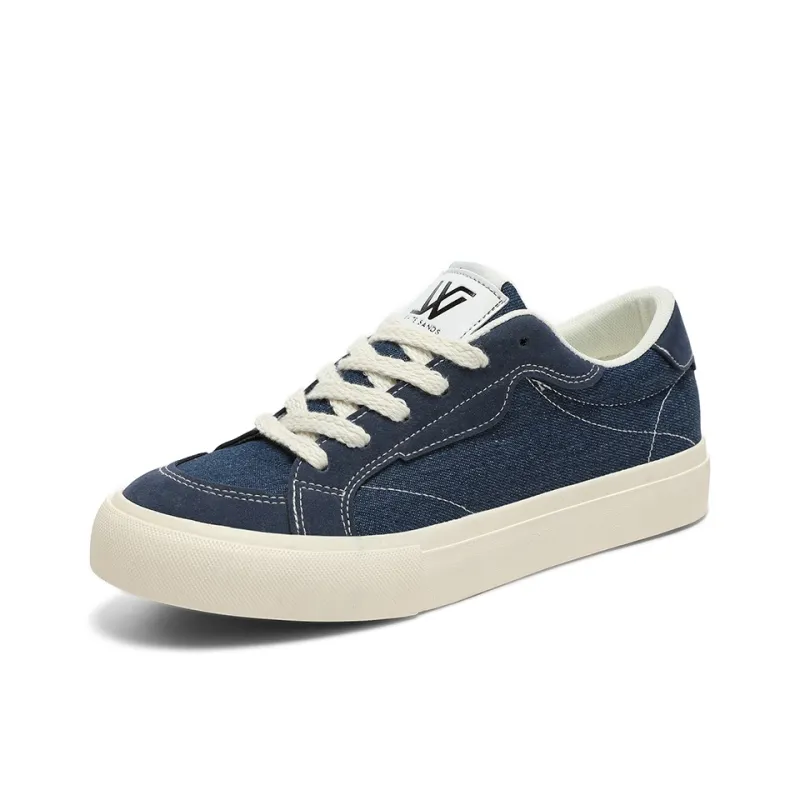 WHITE SANDS Skateboard Shoes Men Low Top Denim Blue/Burgundy/Gray-2