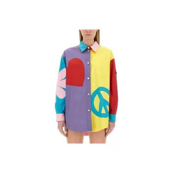MOSCHINO Jeans Allover Graphic Printed Long Sleeved Shirt