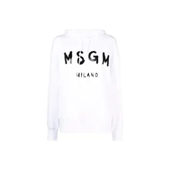 MSGM Logo Printed Drawstring Hoodie