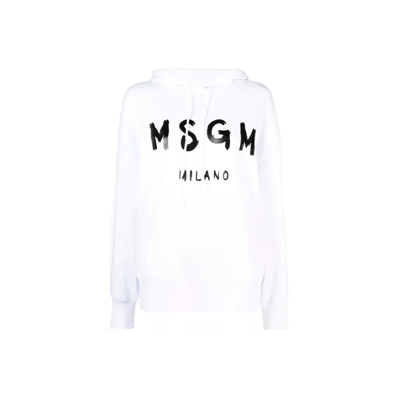 MSGM Logo Printed Drawstring Hoodie-0