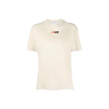 OFF WHITE Graphic Print Cotton T Shirt Beige/Black