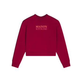 Maison Kitsune Logo Embroidered Fleece Sweatshirt