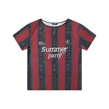 TGNS T Shirt Women's Black Red Stripes