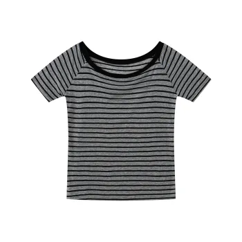 RTNH T Shirt Women's Gray Black Stripes