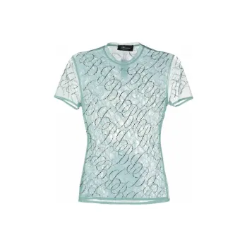 Blumarine Logo studded Short sleeved T shirt