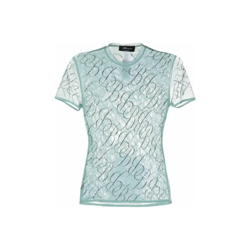 Blumarine Logo studded Short sleeved T shirt-0