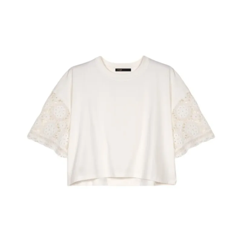 Maje Crochet sleeve T shirt-0