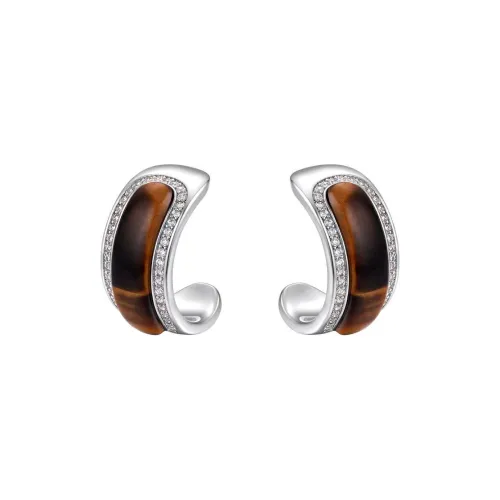 BLINK DAY S925 Silver Stud Earrings Women's Brown
