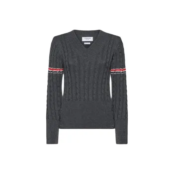 THOM BROWNE RWB stripe Cable knit Jumper