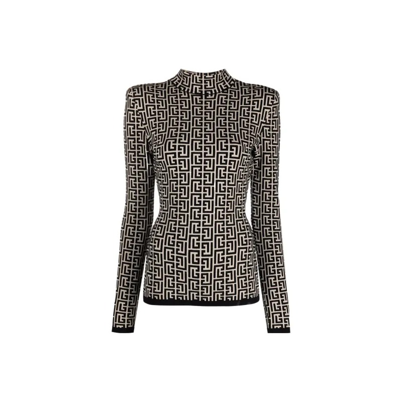 BALMAIN Monogram Jacquard Slim Cut Knitted Jumper-0