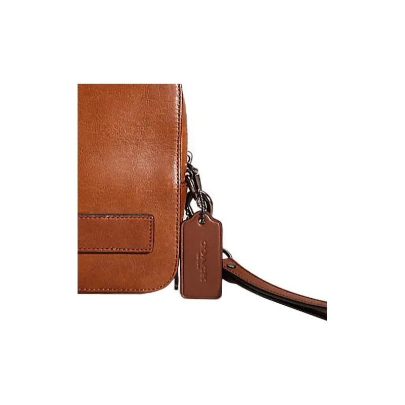 COACH Pouchette Calfskin Wrist Bags Clutches Medium Size Women's Brown-2