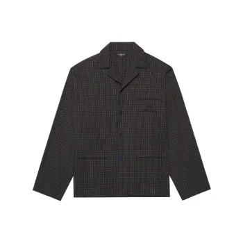 Balenciaga Mirco Tartan Oversized Shirt 'Dark Navy/Khaki'