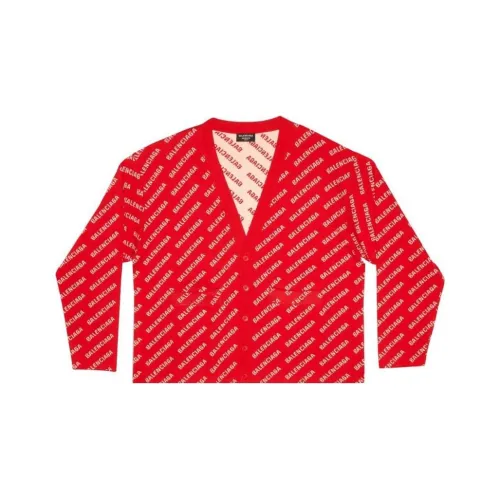 Balenciaga All Over Logo Cardigan 'Red/White'