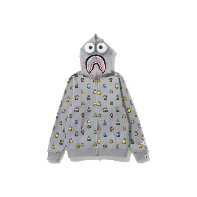 A BATHING APE X Minions Shark Full Zip Hoodie White-0