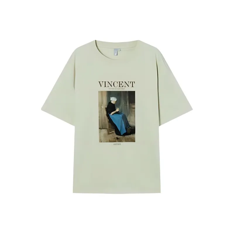 DIALOGUE Co-branded By Vincent Van Gogh T-Shirts Women's Oxygen Green-0