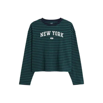 GAP T-Shirts Women's Blue Green Stripes